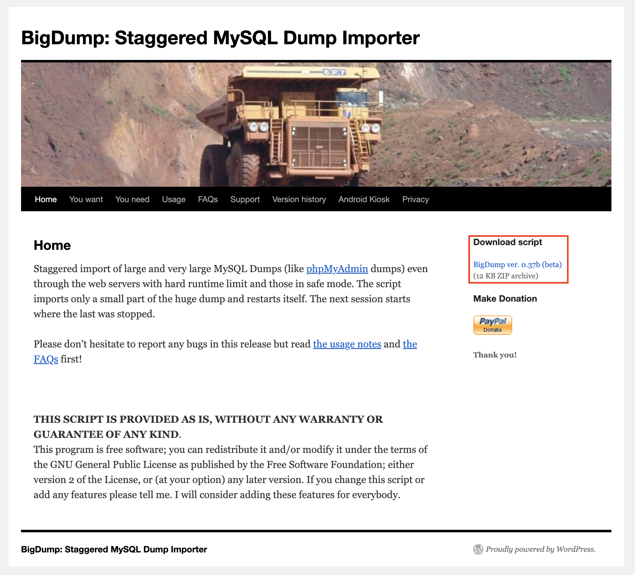Import Database ขนาดใหญ่ด้วย Bigdump